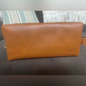 Cognac leather toiletries bag